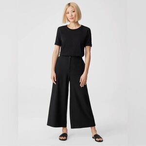 Eileen Fisher System Lightweight Stretch Crepe Wide-leg Pant in Black Size 12